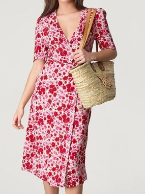 Rouje Aster Gabin Red and White Floral Wrap Dress